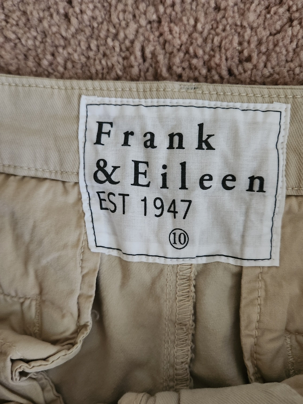 Frank & Eileen Pant Wicklow Cropped Tapered Leg Twill Chino Raw Hem Khaki Tan 10 - Picture 3 of 8